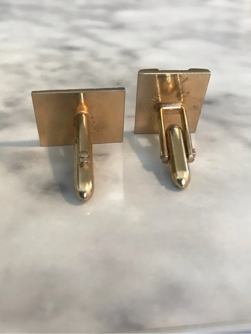 Vintage Swank Gold Tone Cufflinks Lot 4 Pairs Bullet Back Mid Century Geometric